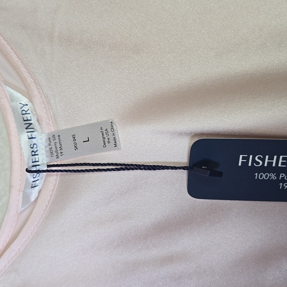 Fishers Finery 100% Pure Mulberry Silk Light Pink Satin Camisole Top Size Large - Picture 6 of 10